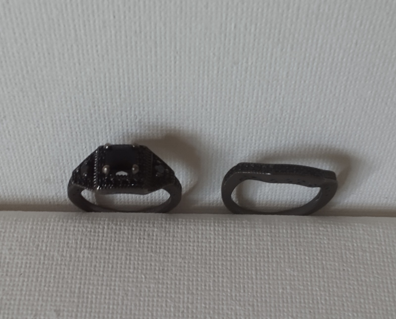 Black Tone Square Signet Band Ring Size 7 Black Square Center Setting