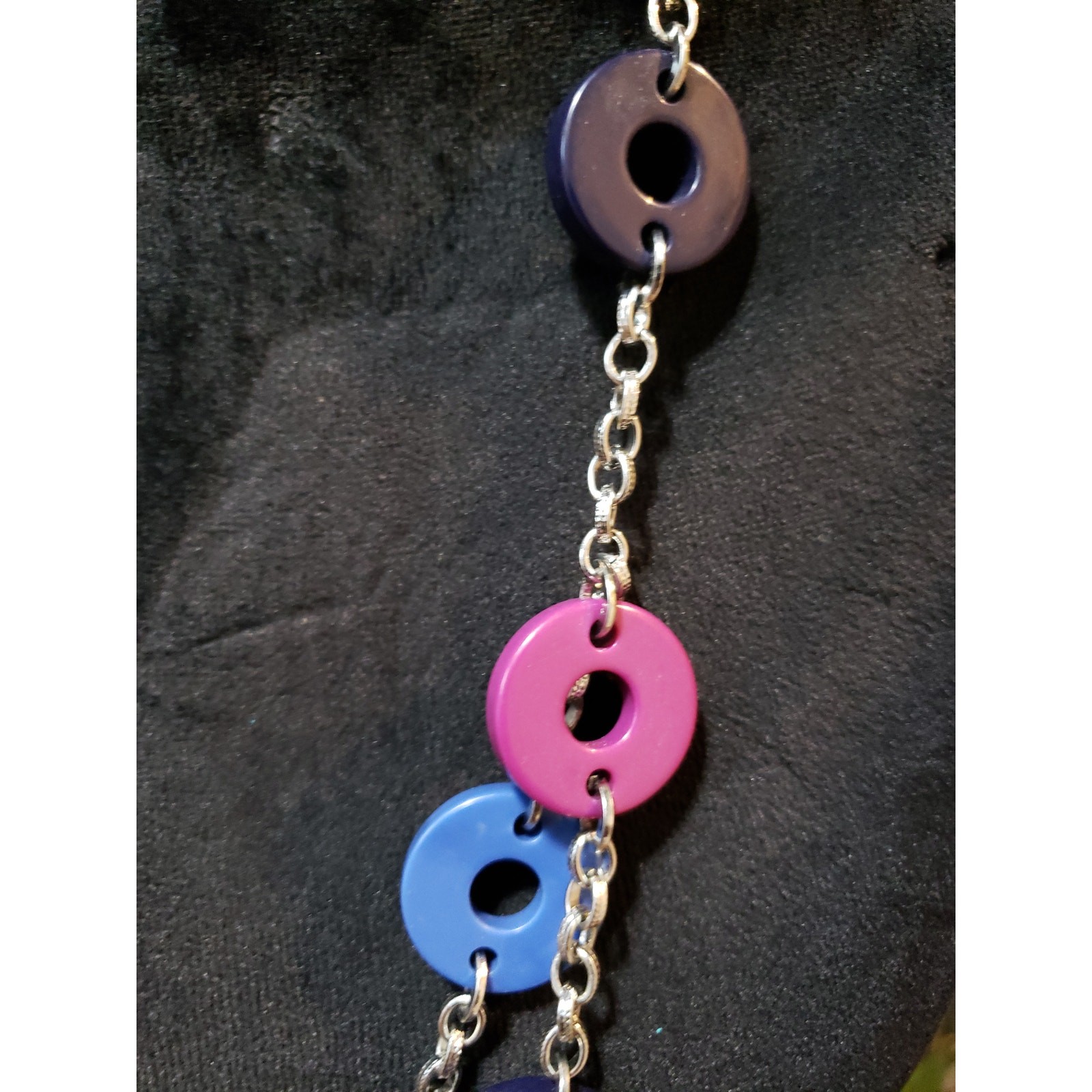 Women’s Multicolor Circle Link Necklace Pink Blue Purple Acrylic Lobster Clasp