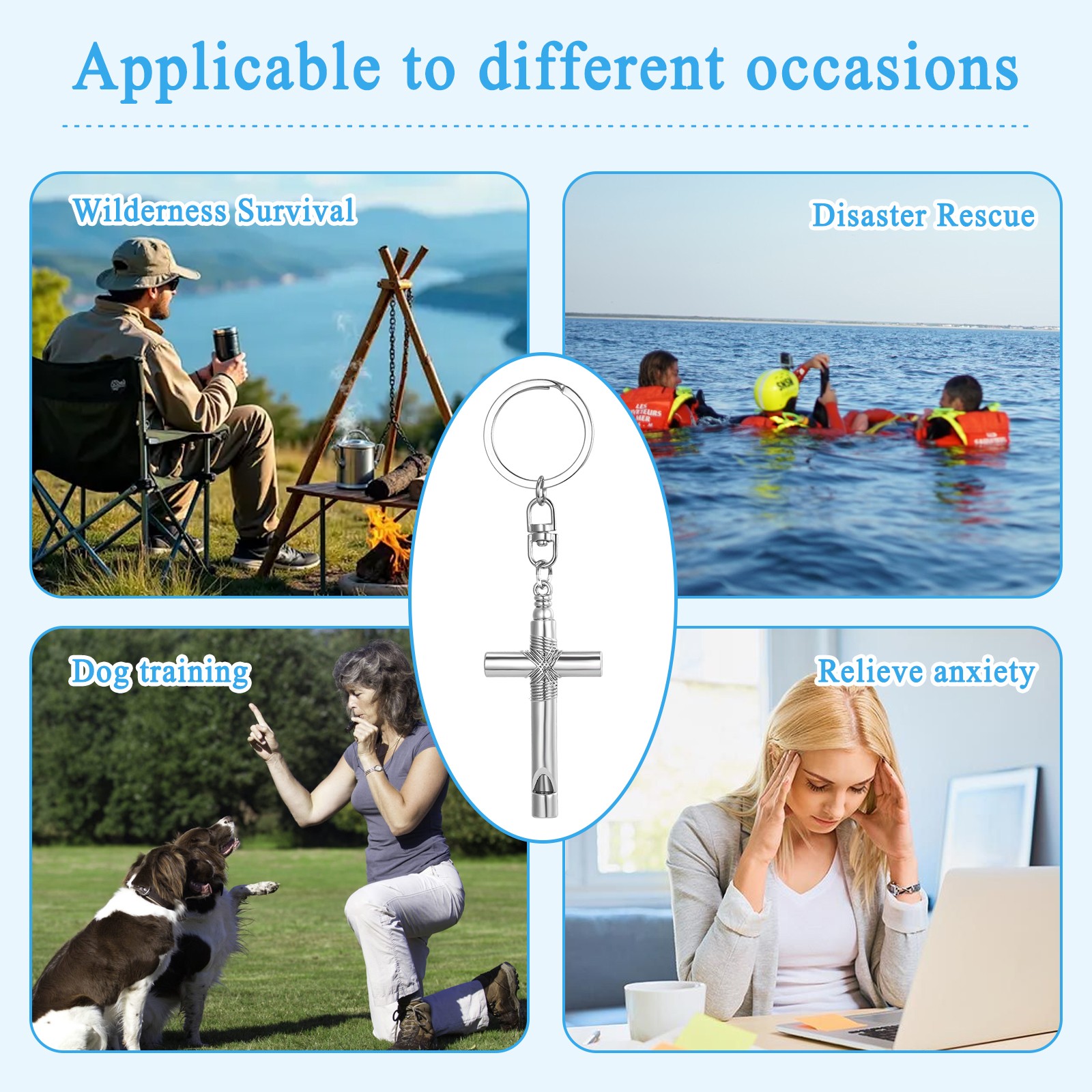 Outdoor Loud Survival Alarm Safety Emergency Whistle Keychain for Hiking Camping