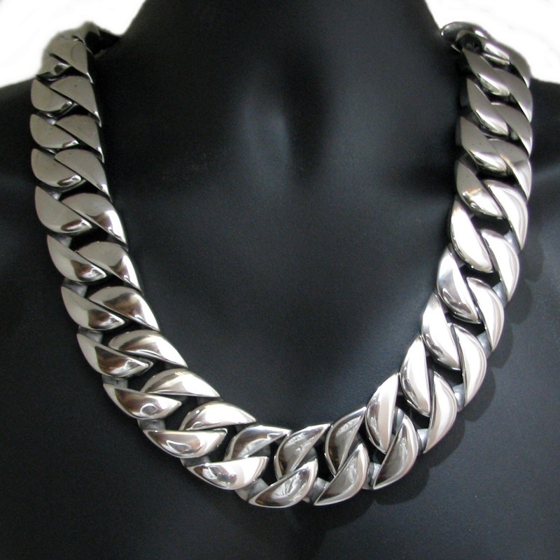 Men’s Heavy 30MM Thick Chain Silver Cuban 316L Stainless Steel Huge 28″ Necklace