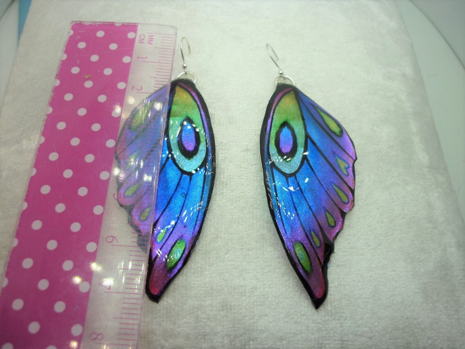 Butterfly Wing Earrings Blue Purple Green Fairy Jewellery, Fun Gift for her