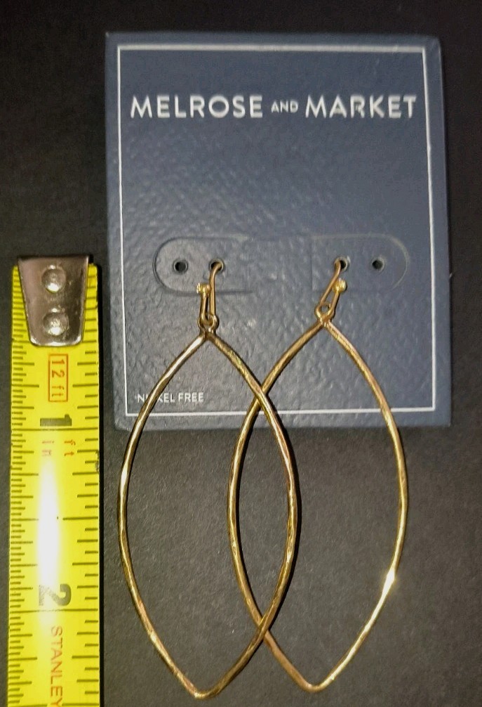 Melrose and Market Gold Tone Teardrop Dangle Hook Earrings Nickel-Free 2 in