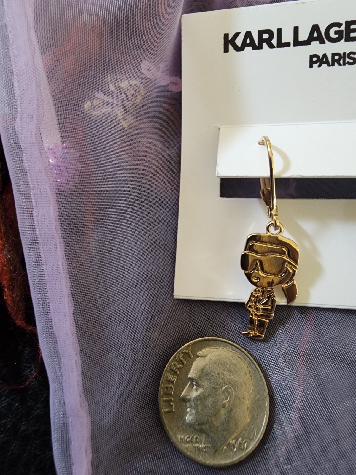 Karl Lagerfeld Paris w/ Sunglasses Dangle Goldtone Charm Designer Earrings NWT!