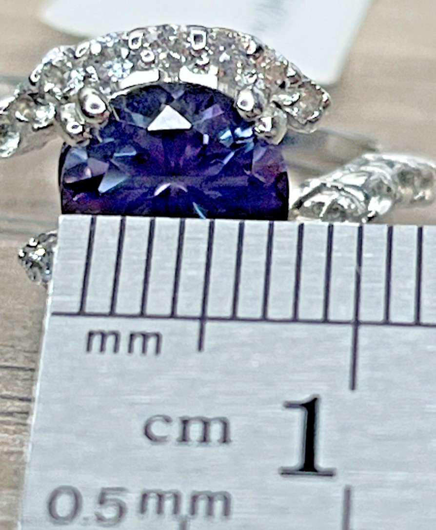BBJ Sterling 925 Color Changing Alexandrite Sterling 925 Bypass Ring Eye Shaped