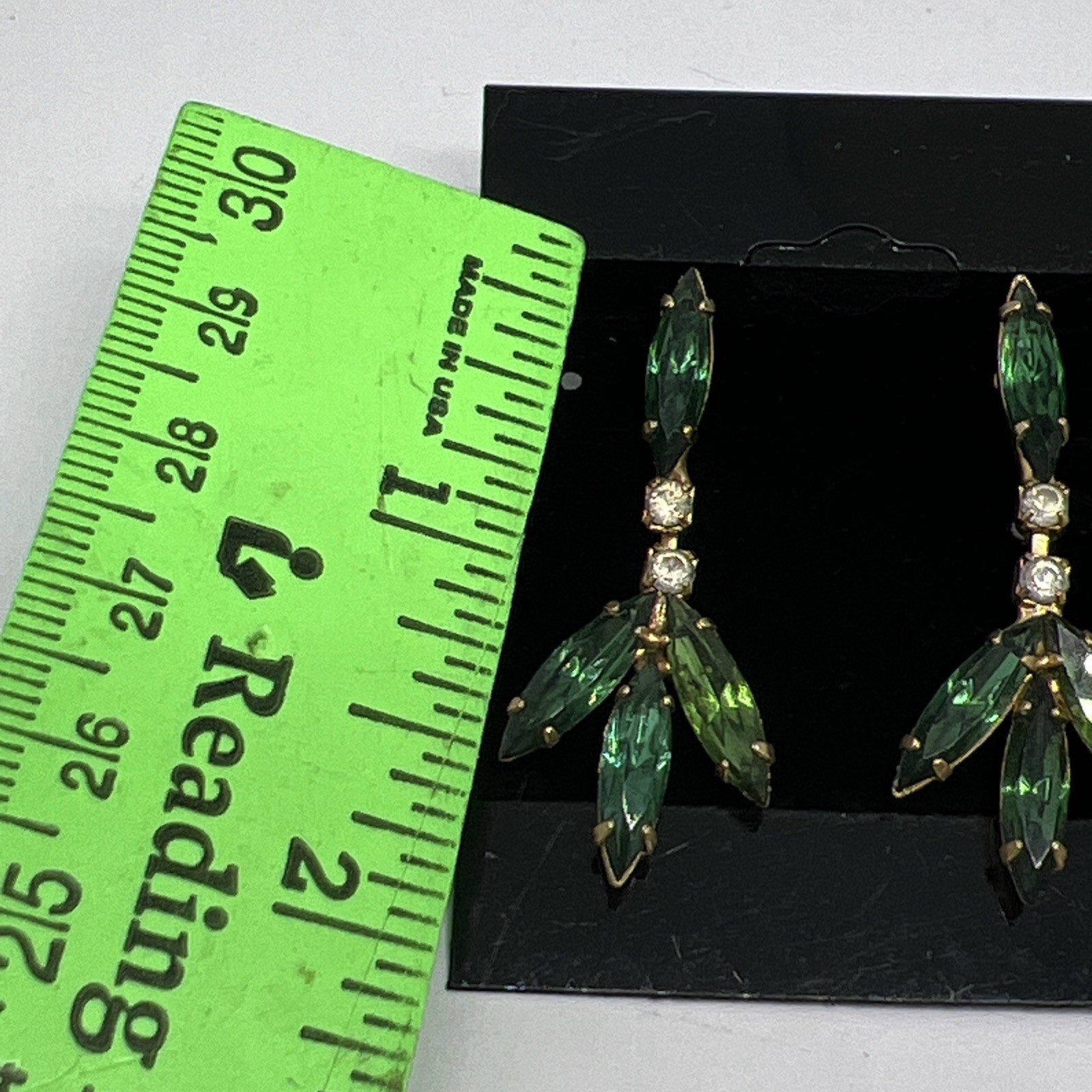 Green & Multicolor Crystal Rhinestones Pierced Earrings Set 2 Pairs