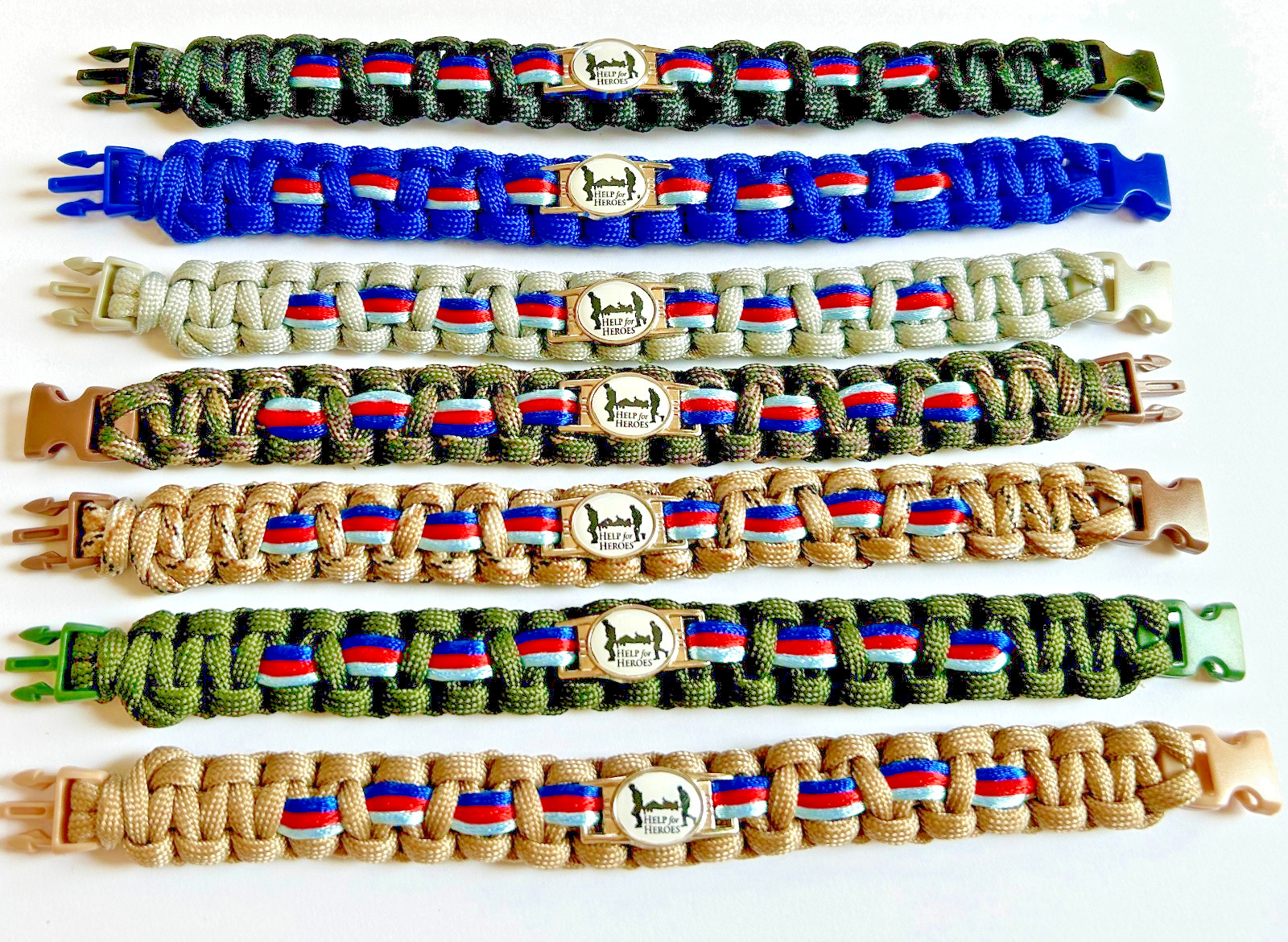 MILATARY COLOURS : Help4 Heroes Oval Stretcher Badge Bracelet(3 Sizes/7 Colours)