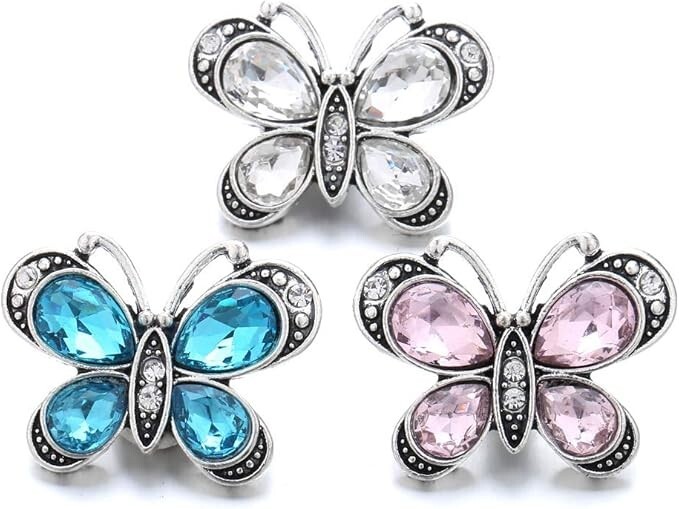 Snap Jewelry Rhinestone Butterfly fits 18-20mm fits Ginger Style Accessories New