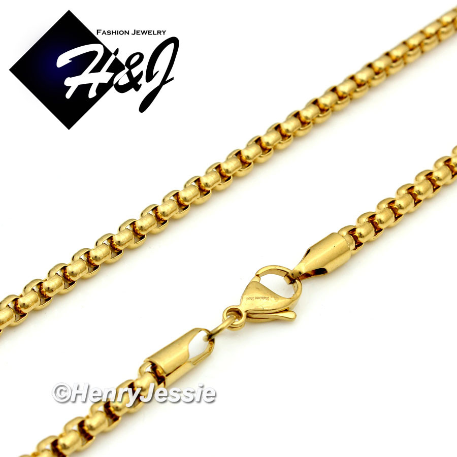 20″Men’s Women’s Stainless Steel 2mm Gold Plated Smooth Box Link Chain Necklace