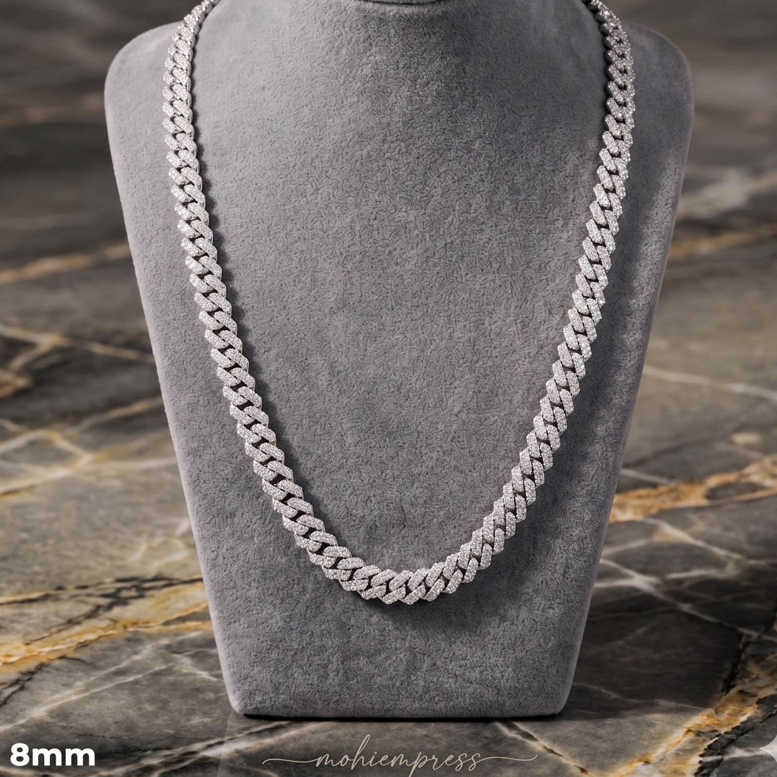 925 Sterling Silver Cubic Zirconia Cuban Link Chain, CZ Jewelry