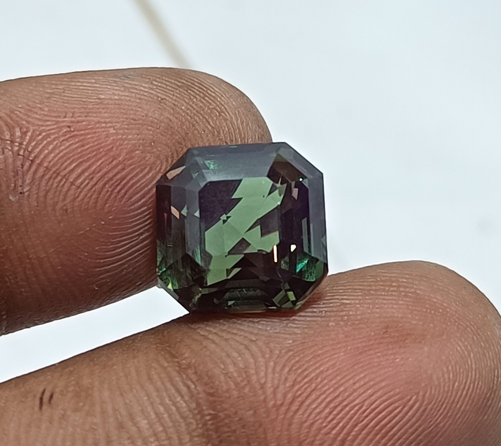 11.05 AAA Natural Greenish Brazilian Tourmaline Loose Gemstone asscher Cut