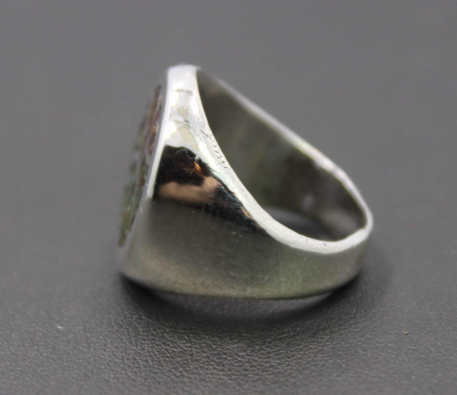 Sterling Silver Turquoise & Coral Chip Ring Size 7 / 13.1g