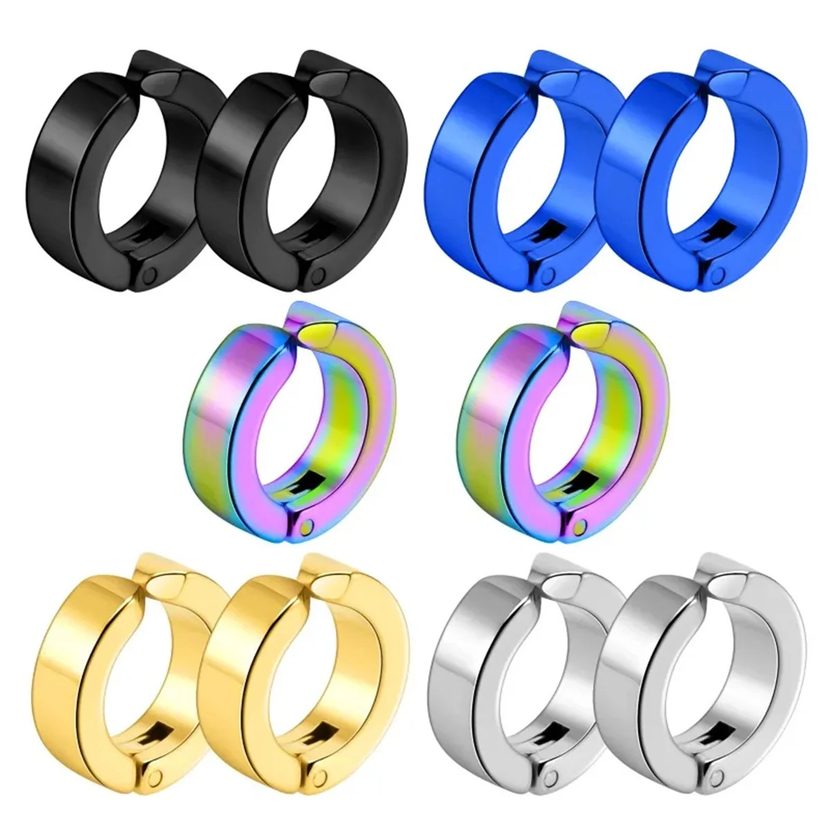 2Pcs 316L Fashion Stainless Steel Cuff Earring, Non Piercing Hoop Earring Clip o