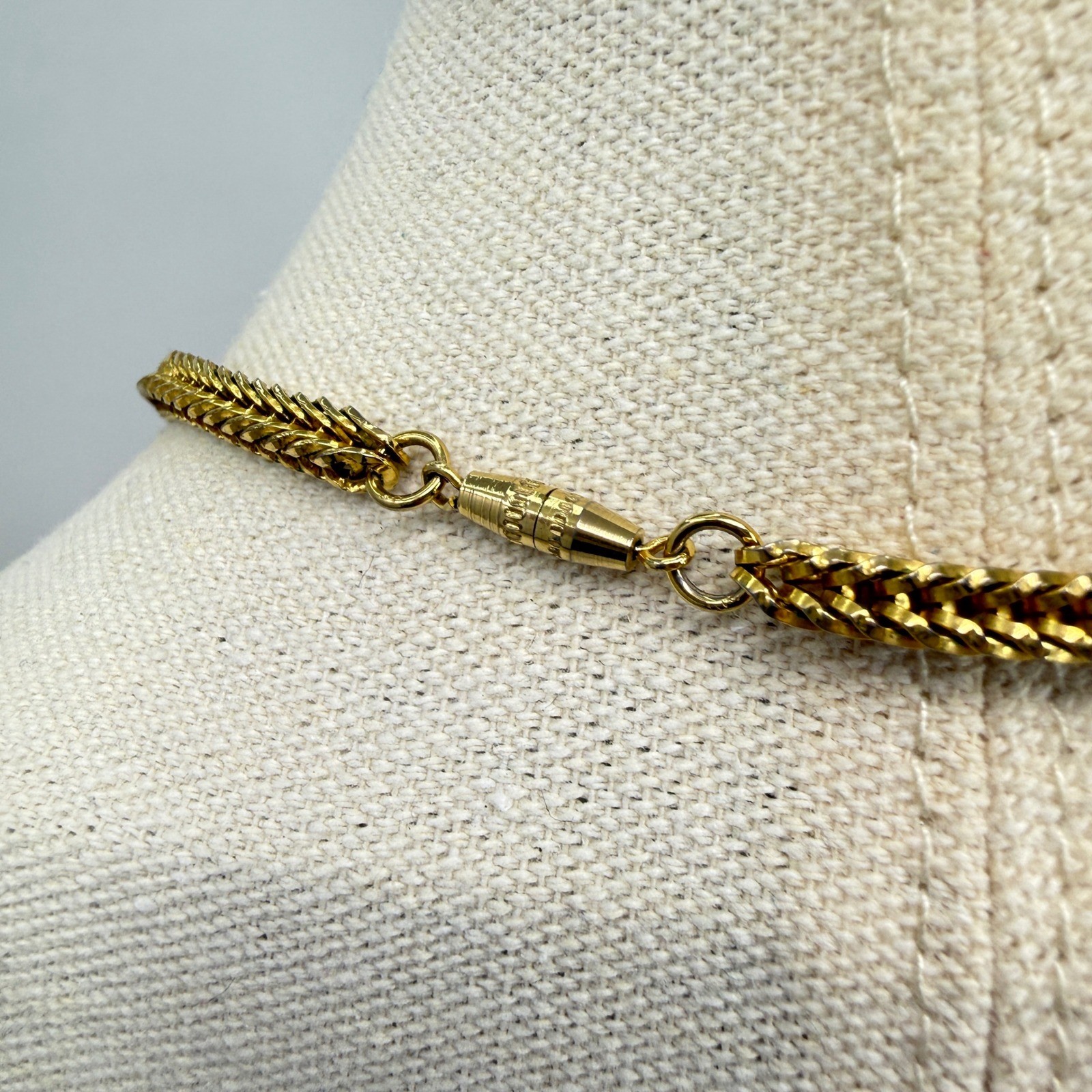 Wheat Franco Link Chain Necklace with Barrel Clasp Gold Tone Classic Chunky