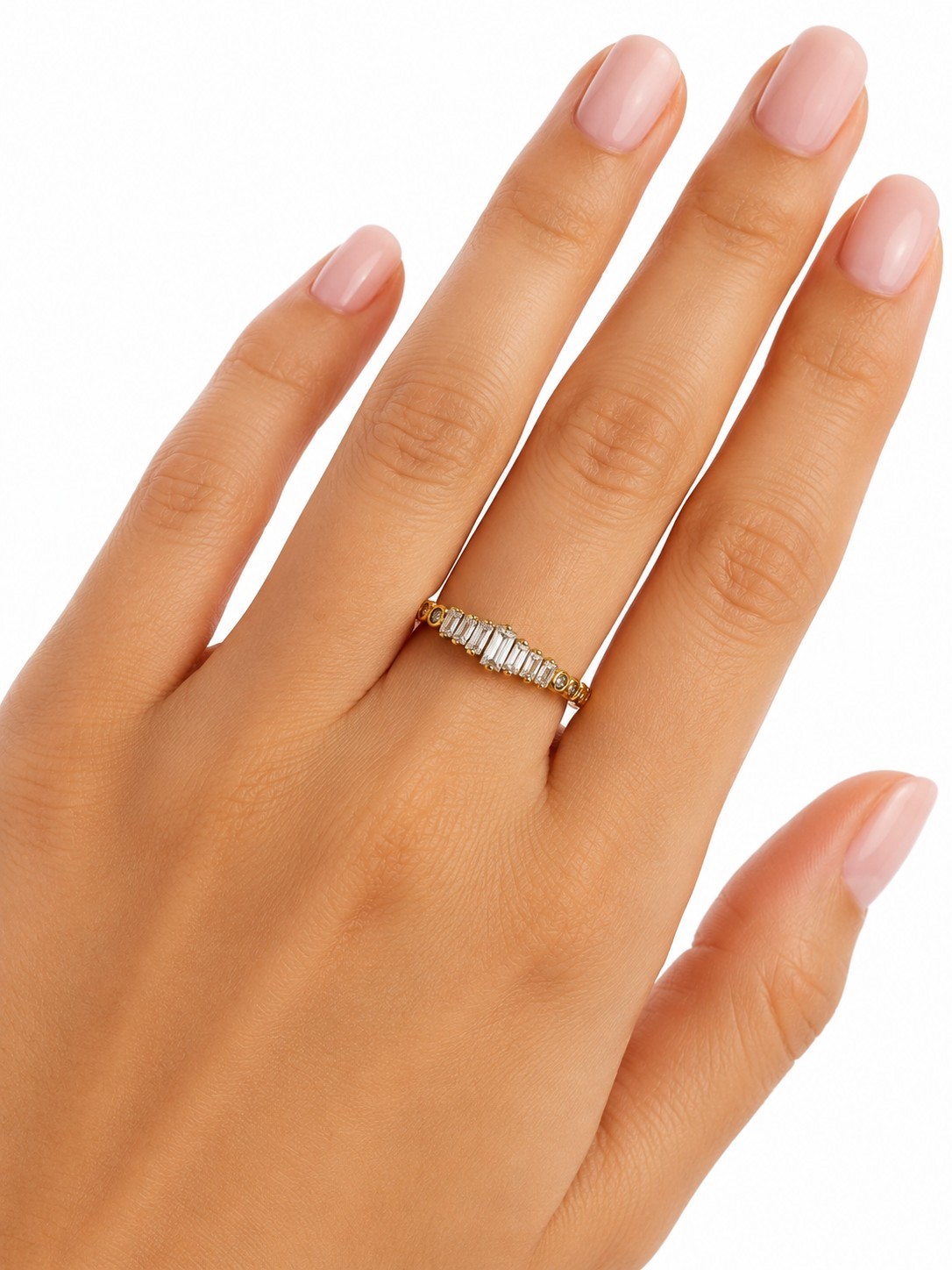 10K Solid Gold Baguette CZ Ring Size 8/ Anillo Baguette Oro Sólido 10K Talla 8