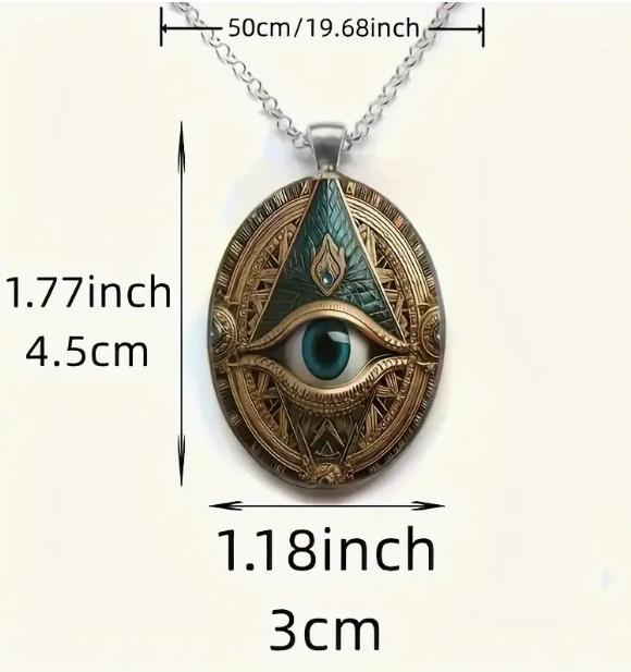 Mason Gothic Oval Jewelry Vintage Silvery Elegant Evil Eye Pendant Necklace