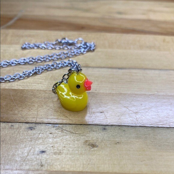 Yellow Rubber Duck Necklace Charm Pendant Jeep Fun Quirky Summer Jewelry 18in