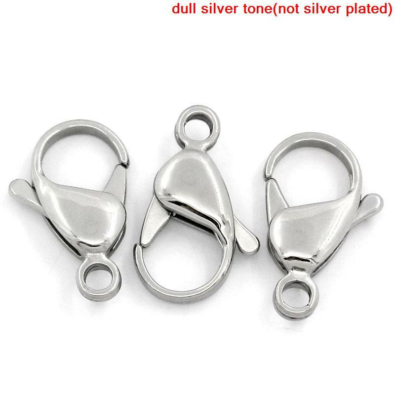 5 Pcs Stainless Steel Silver Tone Lobster Claw Clasp for Jewelry 19x12mm