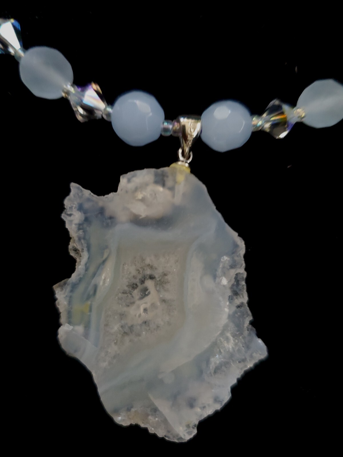Magical Opalite/Chacadony necklace w/ pendant 17″ Handmade, Great gift 💜