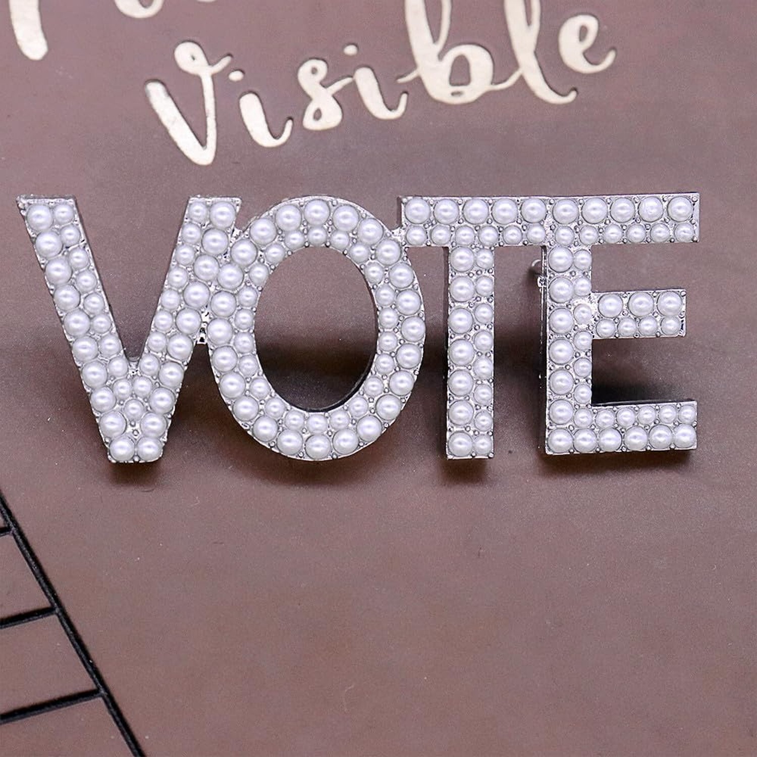 Social Gifts Pearl Letter Vote Pin Brooch Paraphernalia Graduation Jewelry
