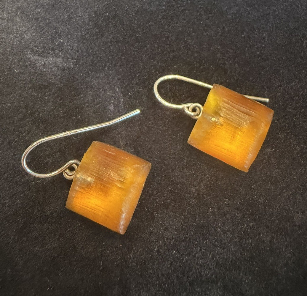 alexis bittar lucite drop earrings Orange Square .75” Overall Dangle