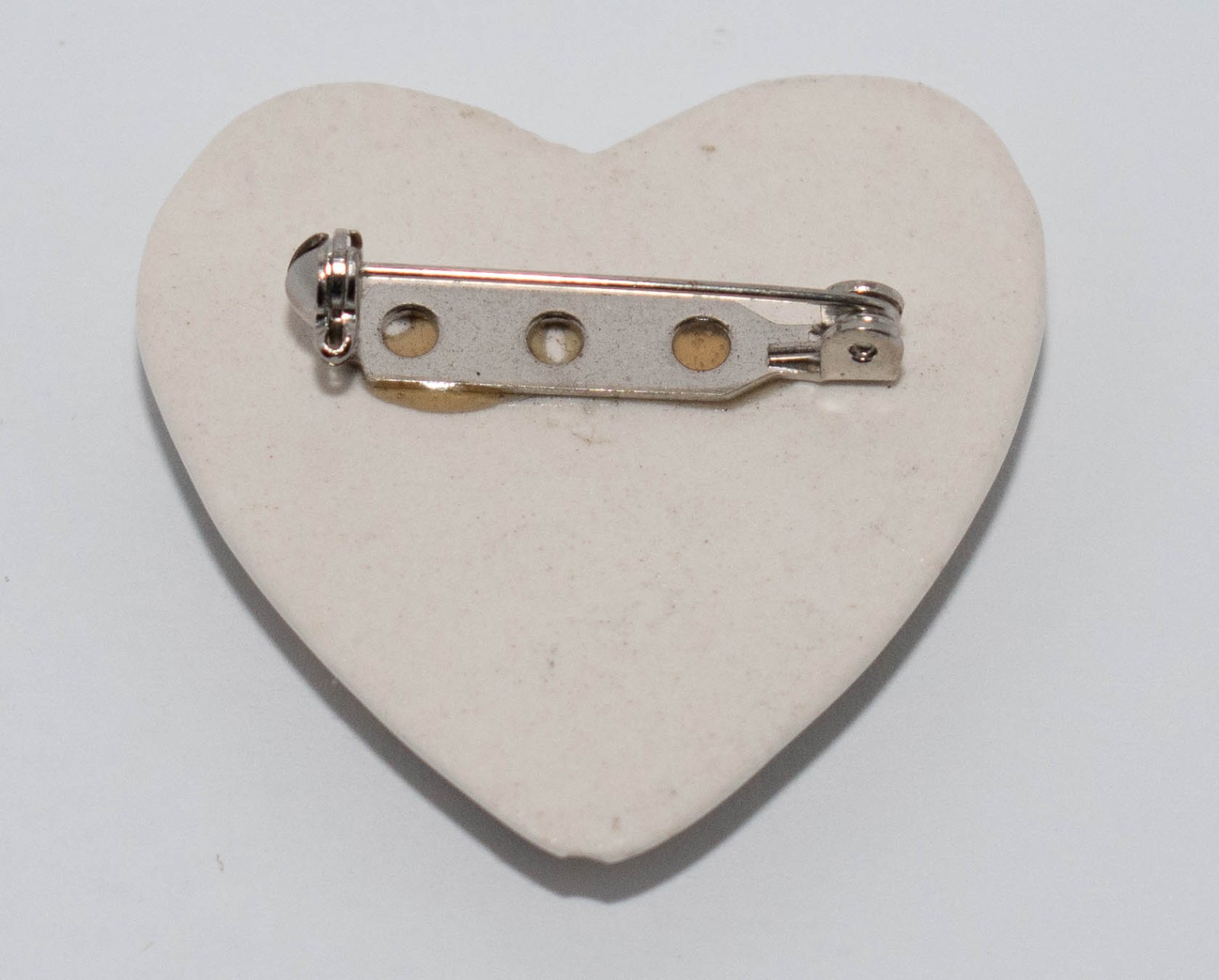Ceramic Relief Floral Enamel & Gold Hand Painted Heart Pin 1.5” x 1.5”