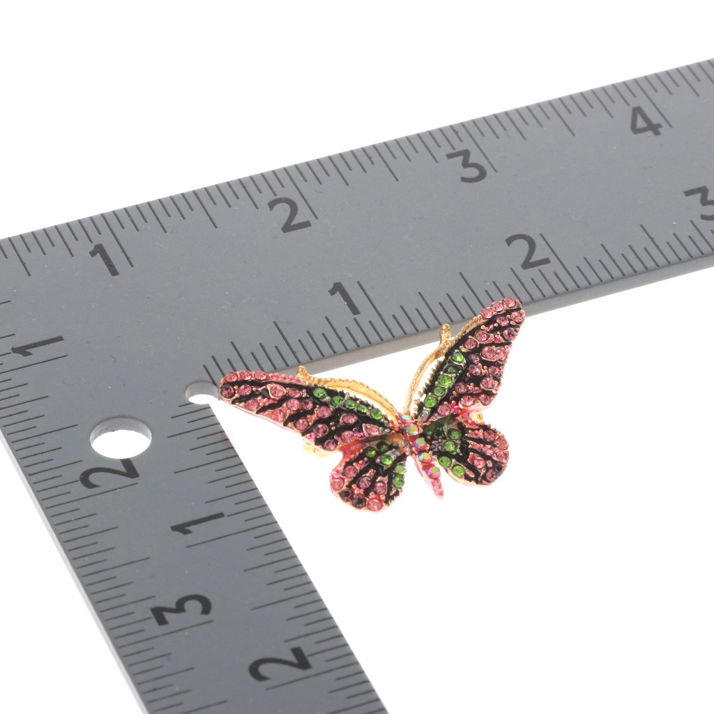 Gold Tone Alloy Metal Crystal Butterfly Brooch With Rhinestone P1173-GNP