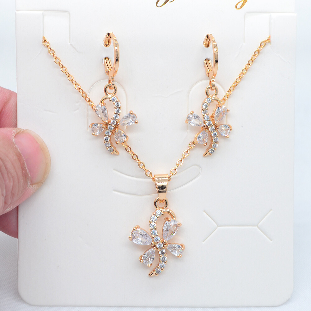 18K Yellow Gold Filled Multicolor Mystic Topaz Flower Jewelry Set for Women