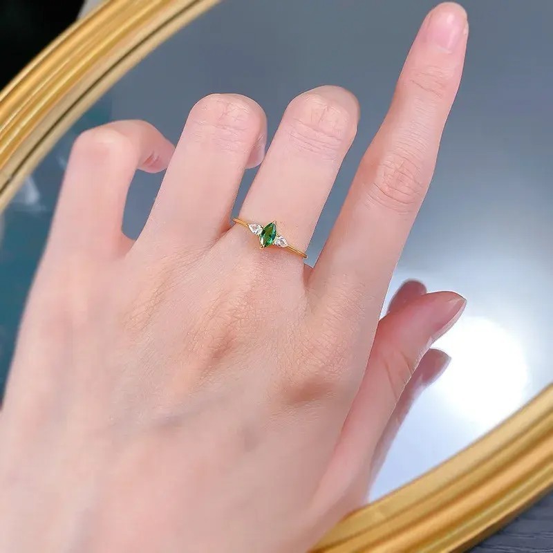 2.50Ct Marquise Cut Simulated Emerald Three Stone Ring In 14K Yellow Gold Plated