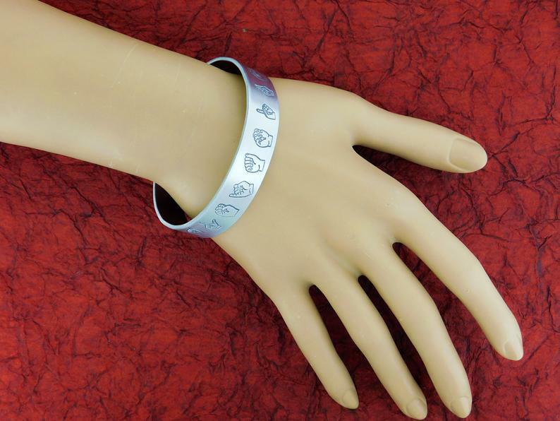 ASL Personalized Name in Sign Language – Cuff Bracelet – Stackable – Adjustable