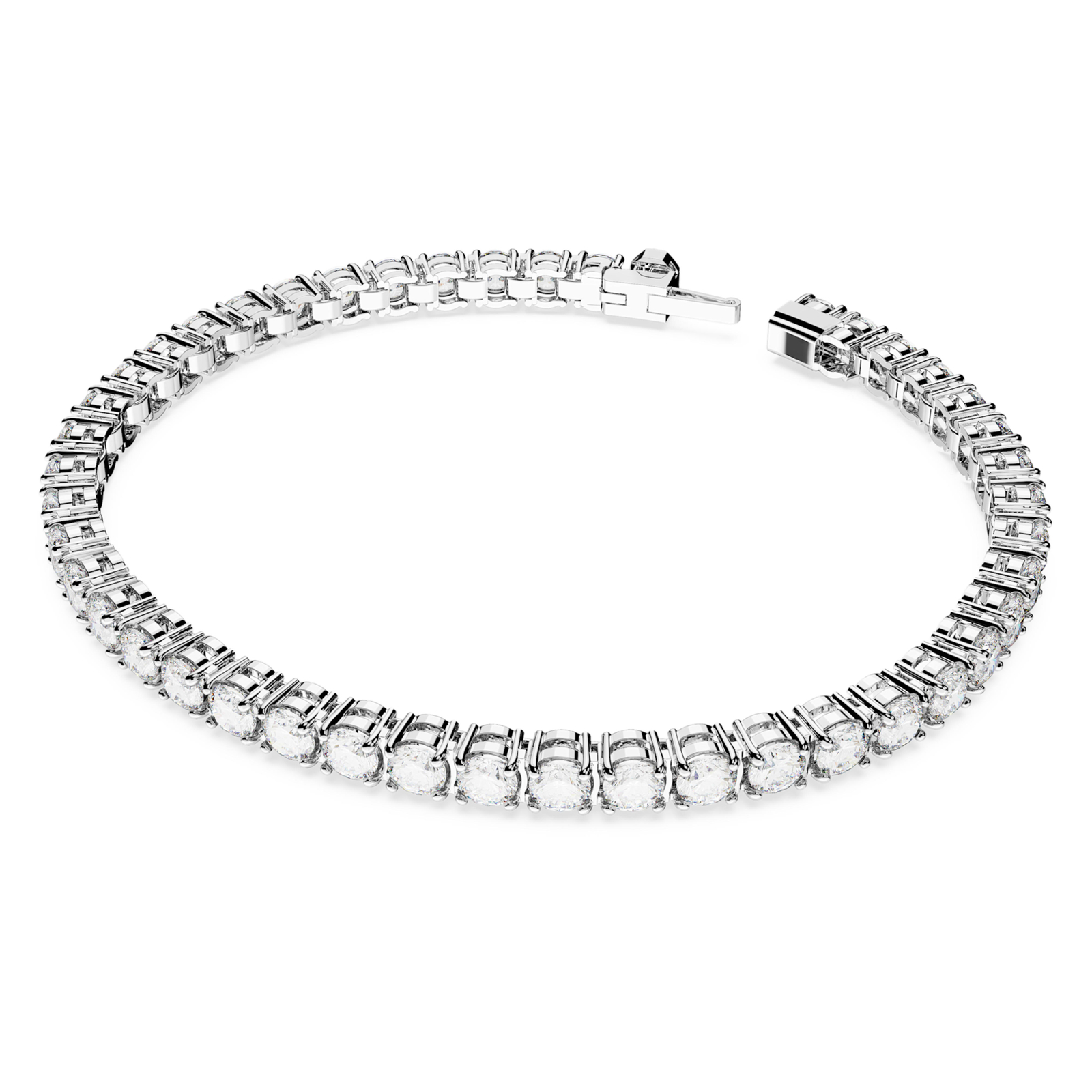 Swarovski Matrix Tennis Bracelet, Round Cut White, Rhodium Plated, Small 5648936