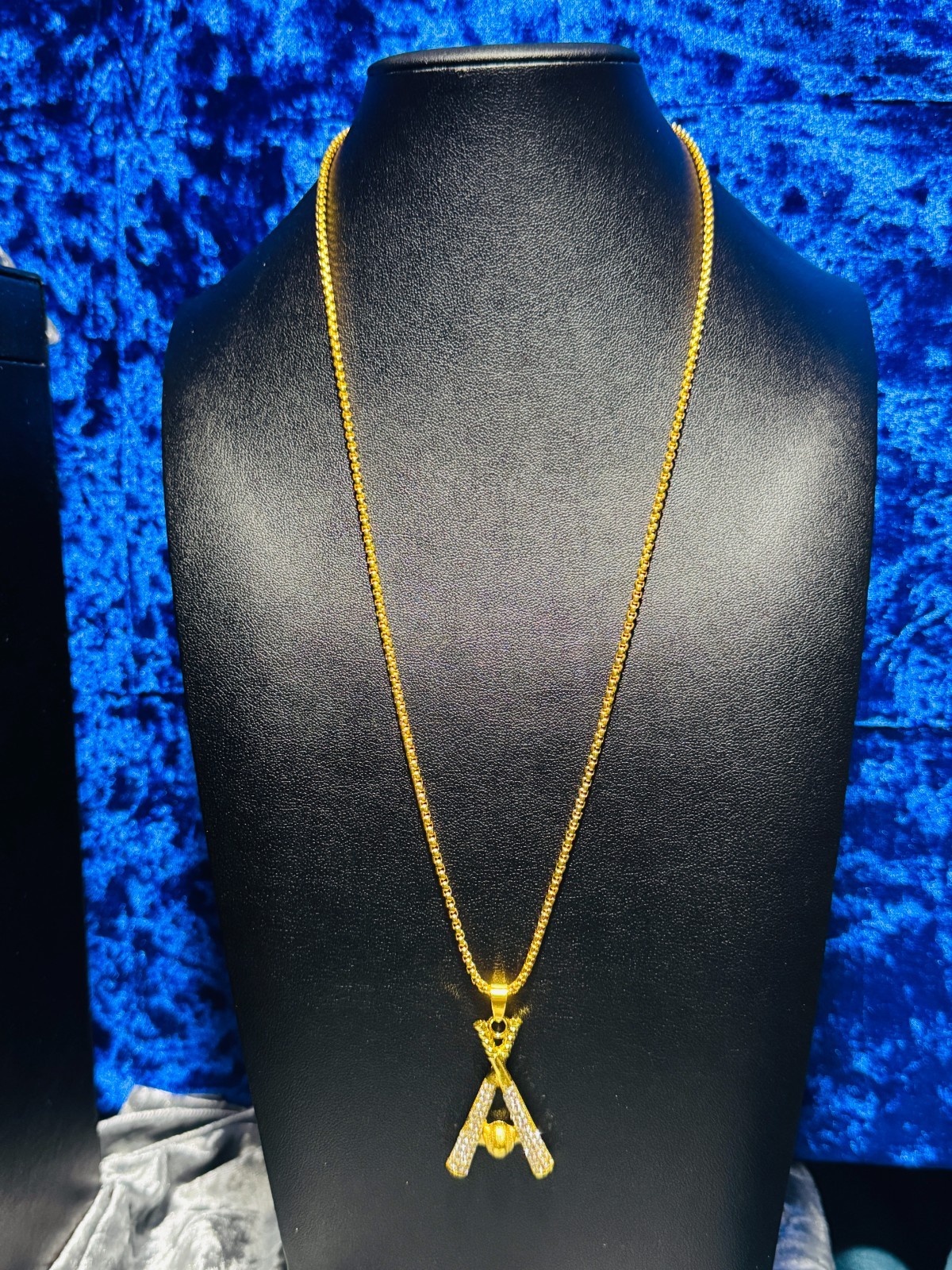 Baseball Bat X2 Cubic Zirconia Necklace 18k Plate Zinc Alloy 23.62 1.89H x 1.10W