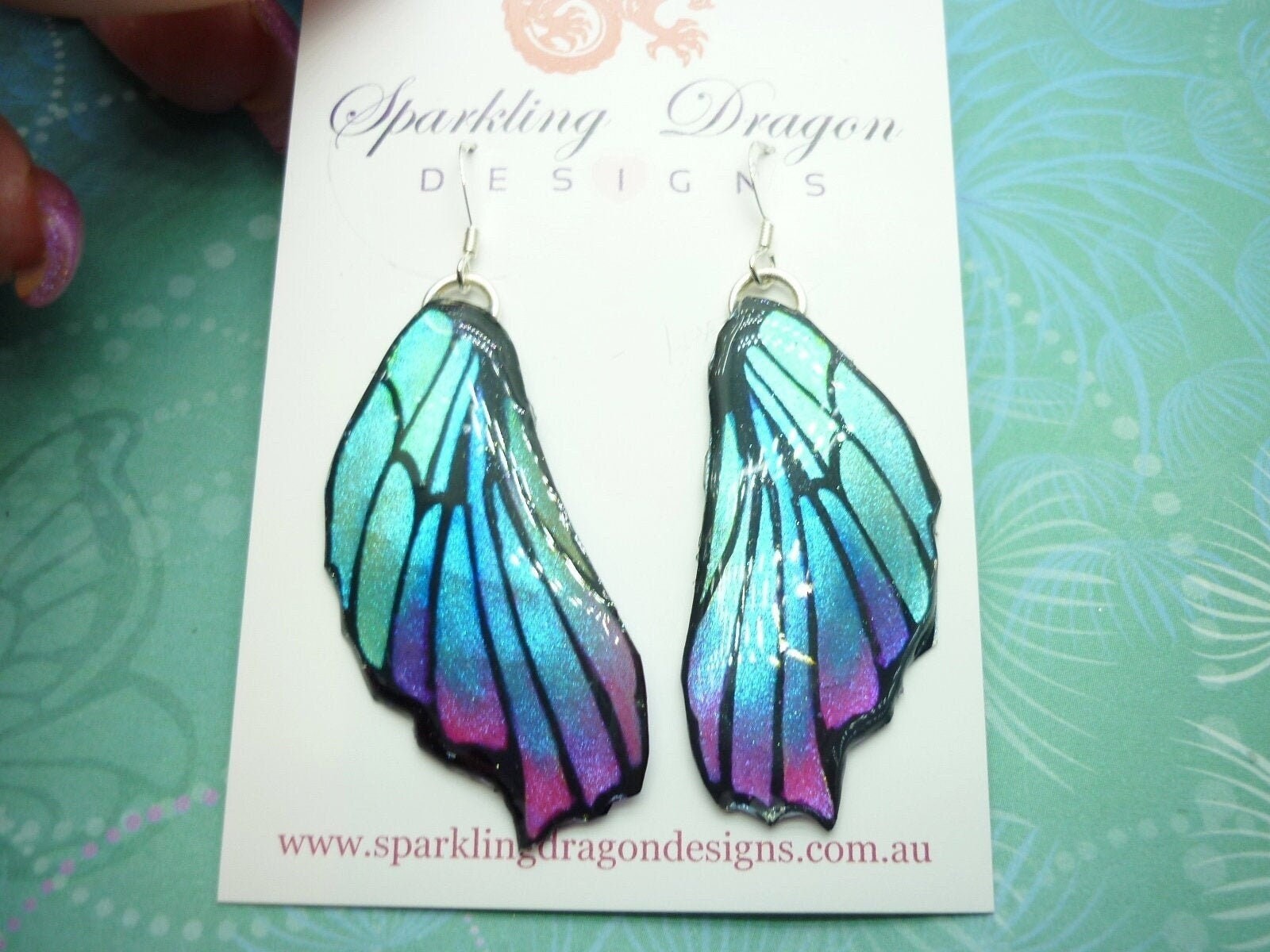Butterfly Wing Blue & Pink Earrings – Fairy Jewellery, Fun Gift for her Fairy