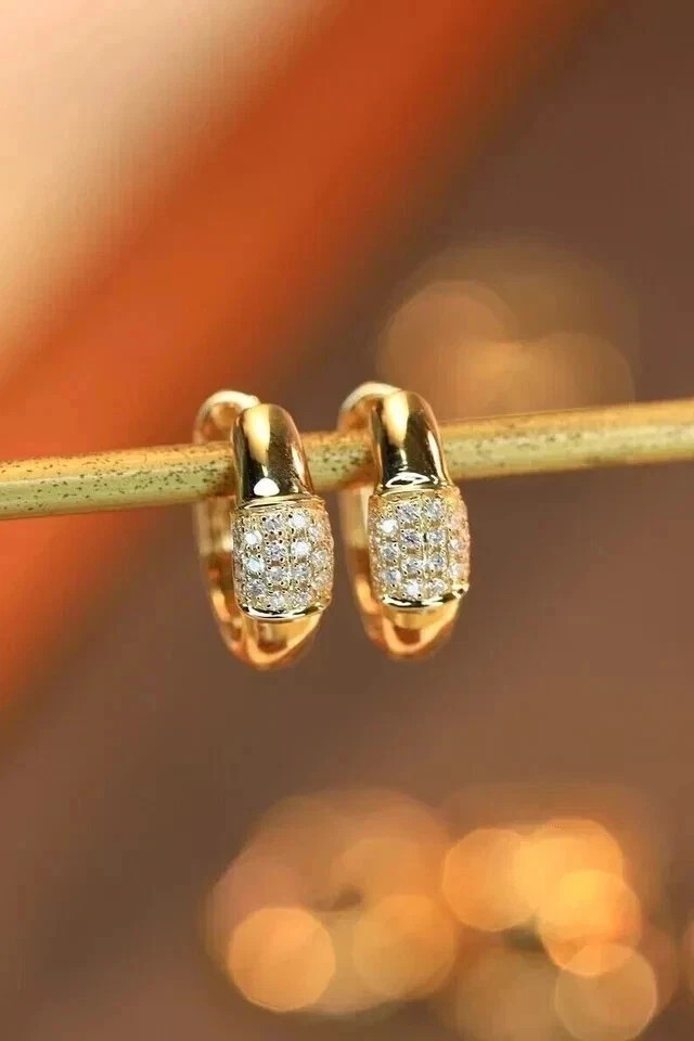 2Ct Round Cut Simulated Diamond Women’s Hoop Earrings In 14k Yellow Gold Plated