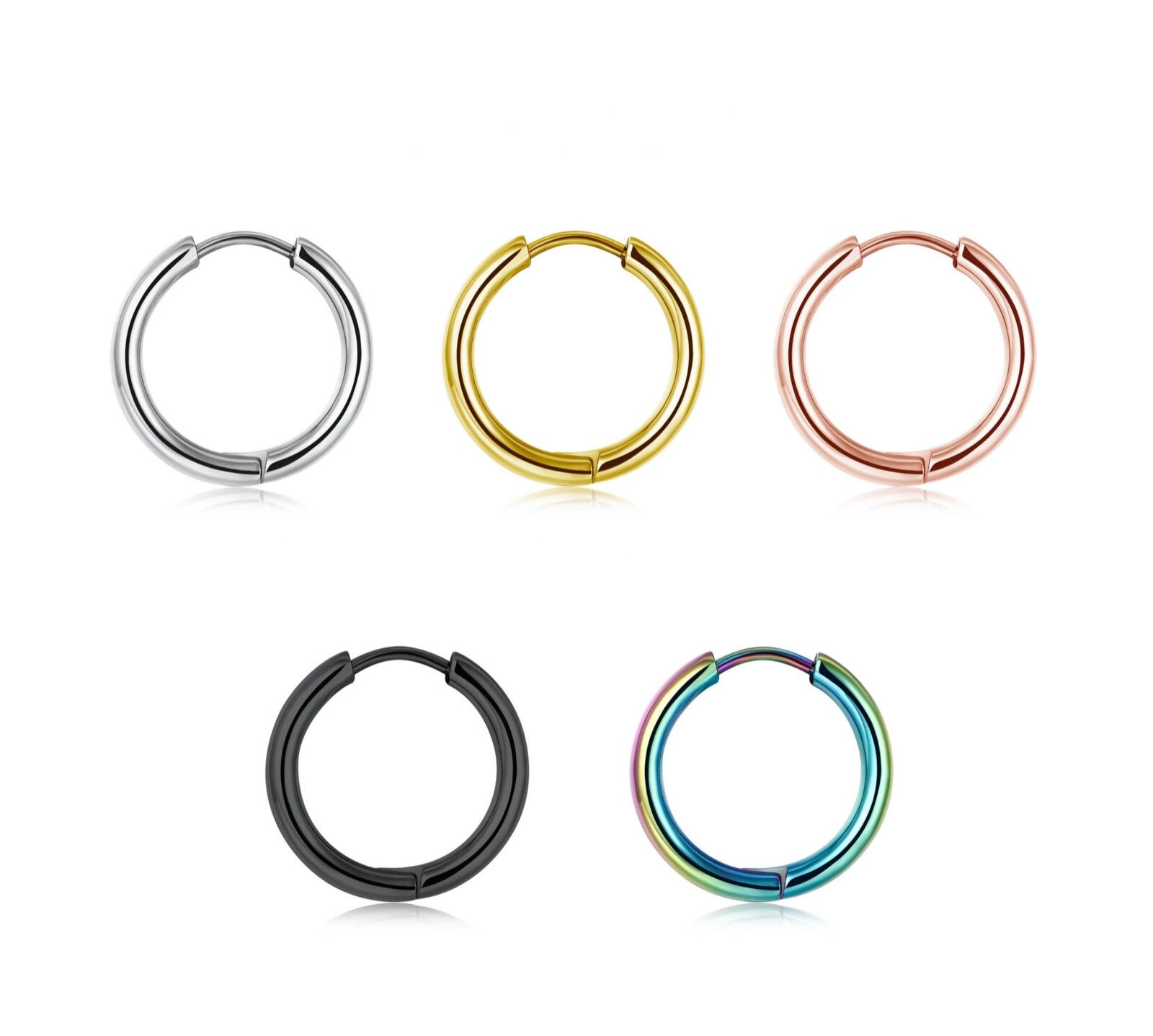 2PC Surgical Steel Huggie Hoop Sleeper Ring Earrings Lip Ear Nose Body Piercing