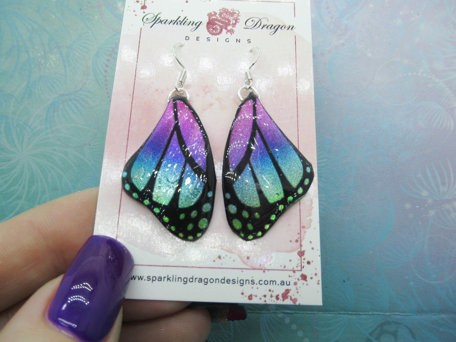 Butterfly Earrings Blue, Purple, Pink – Fairy Jewellery Fun Gift for Fairy Wing