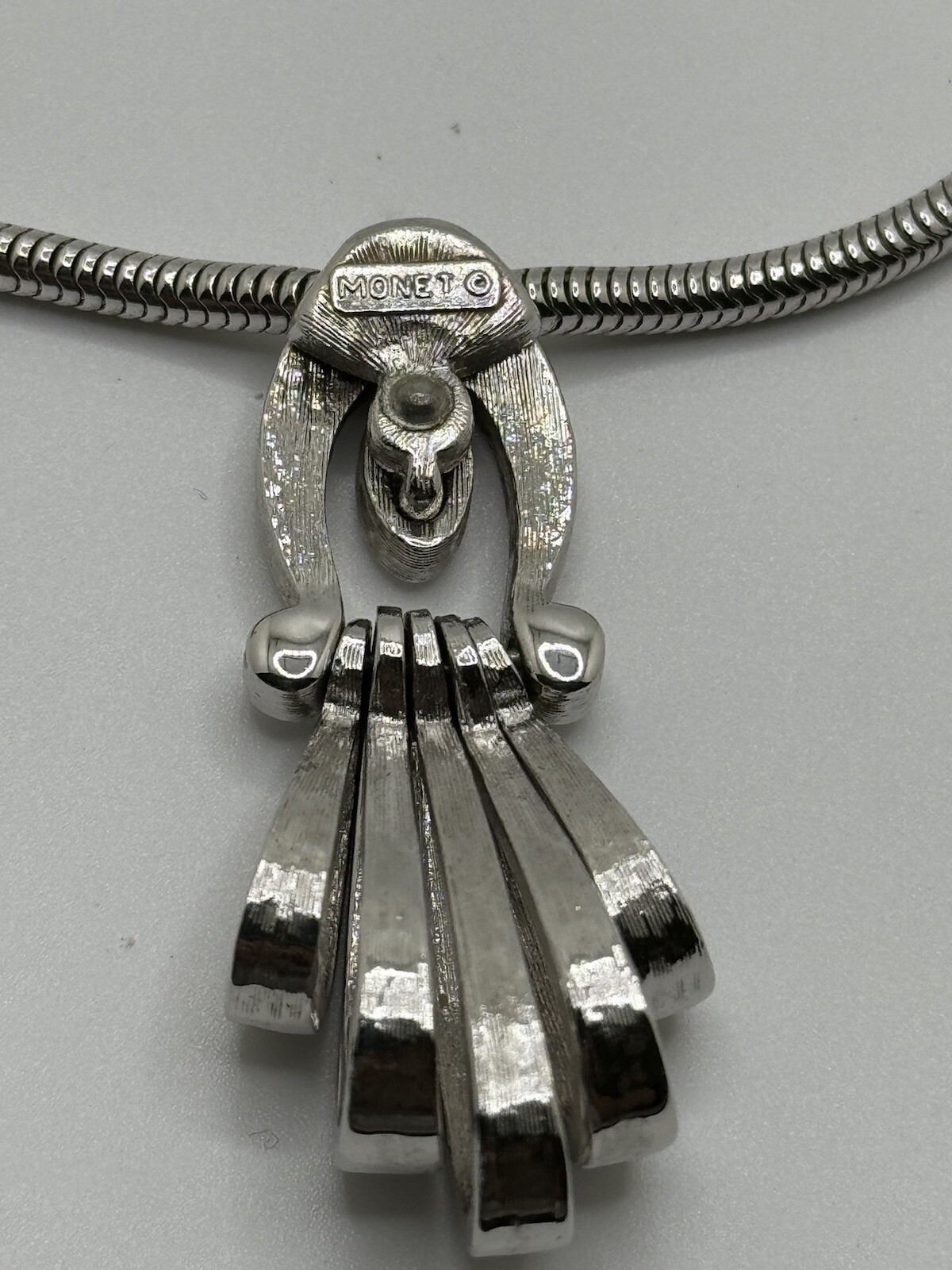 MONET WOMENS SILVER TONE DESIGNER SNAKE CHAIN WITH PENDANT ADJUSTABLE