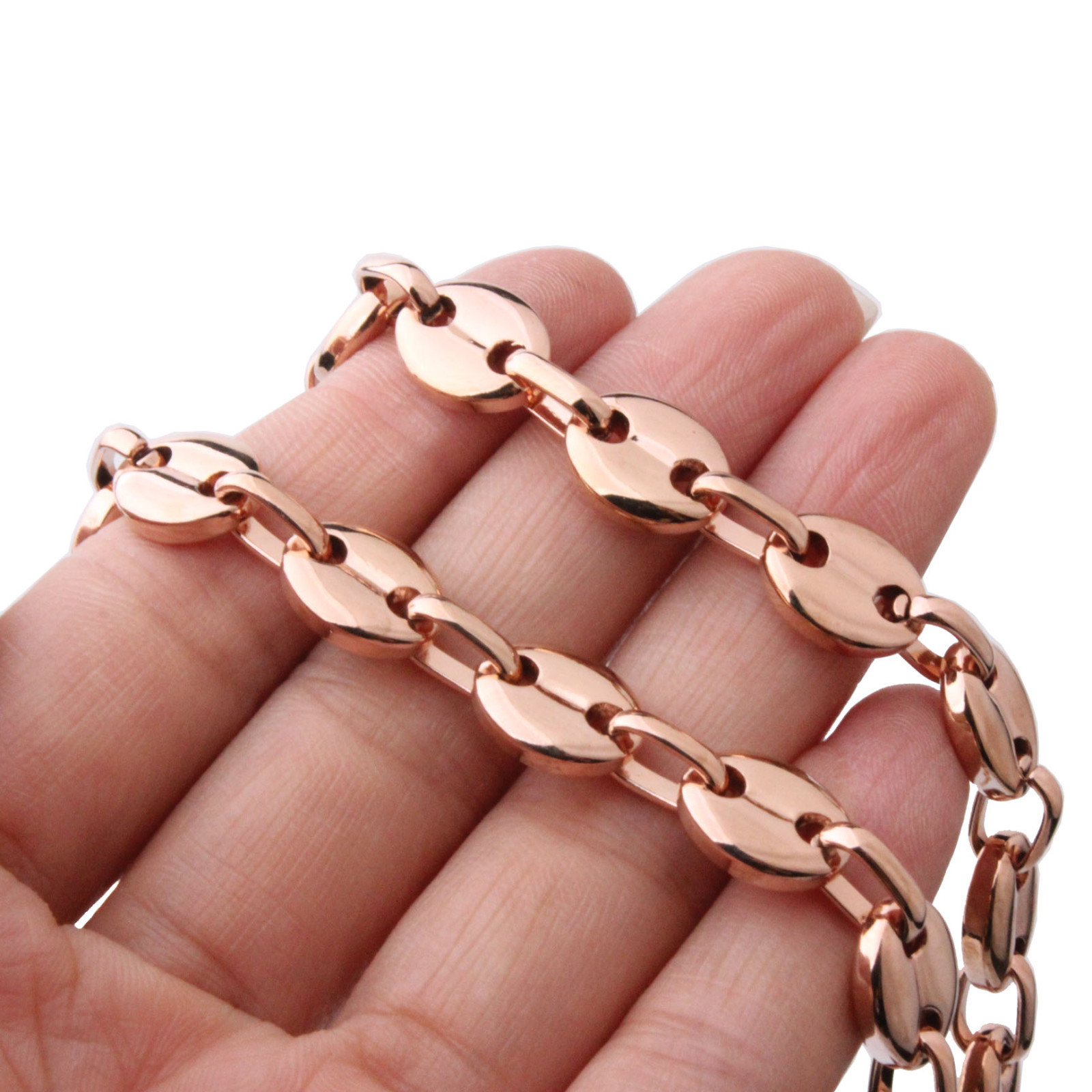 Multi-color 7″-40″ Women Men’s Chain Stainless Steel Coffee Beads Link Necklace