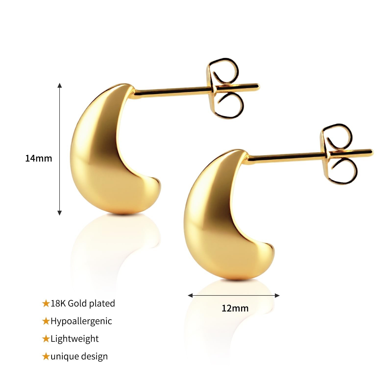 Gold Plated Teardrop Earrings – Lightweight Fashion Jewelry for Weddings, Partie