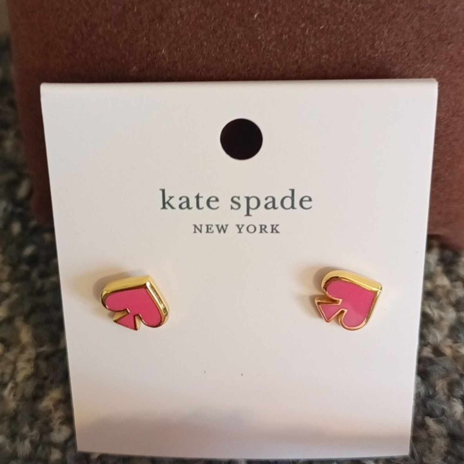 Kate spade pink spade and gold tone earrings