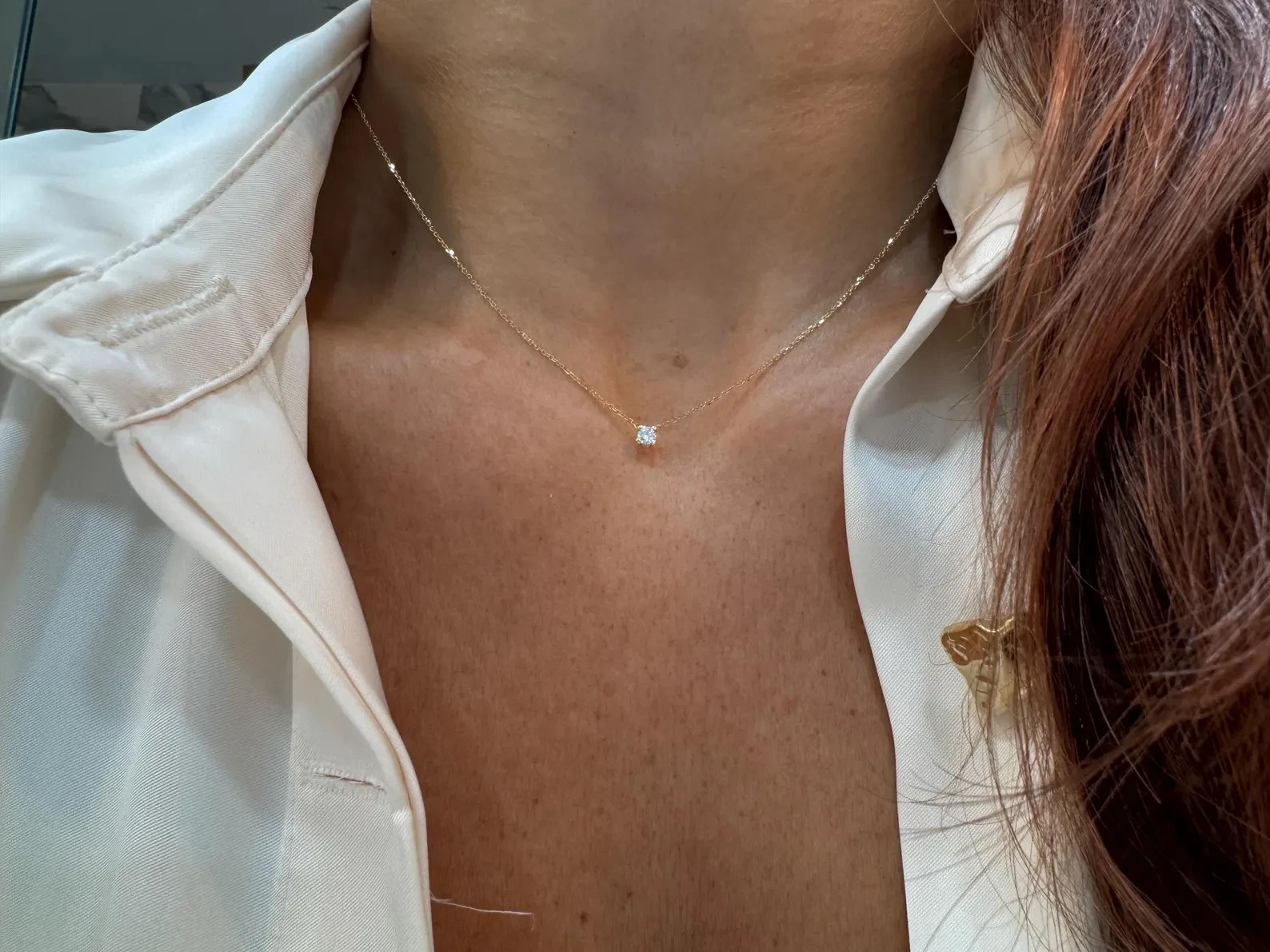 Lab Grown 1.00 Ct Round EF VS Diamond Solitaire Necklace in 14K Yellow Gold