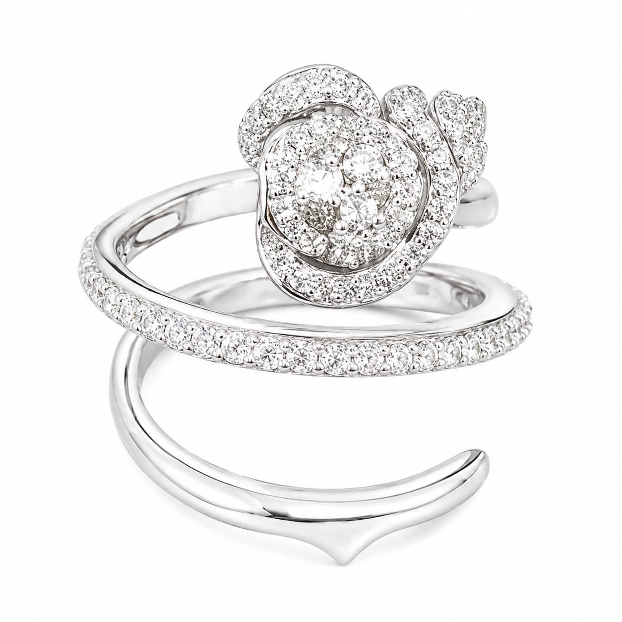 Warm Fortune 18K Gold Plated Heart Cubic Zirconia Stackable Promise Ring Set for