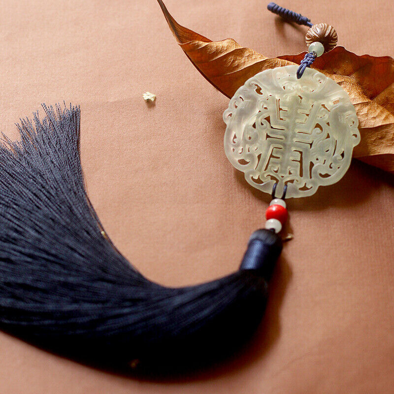 Exquisite Chinese Style Natural Jade Tassel Pendant Cheongsam Hanging Ornament