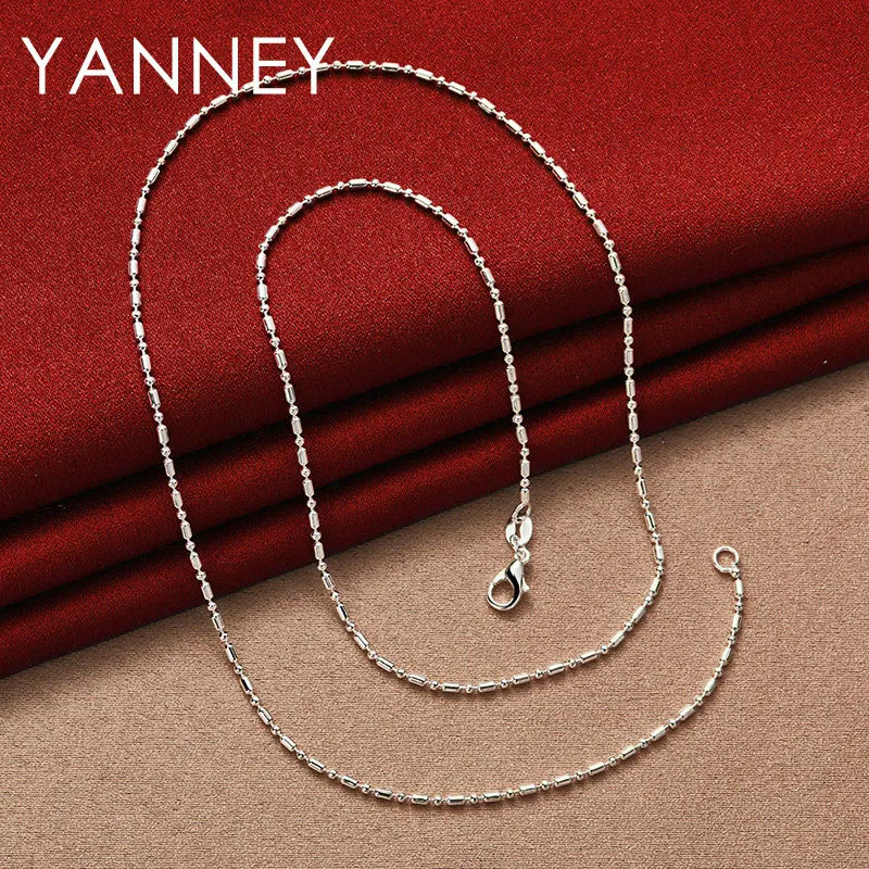 Original Sterling Silver 16-30 Inches Bamboo Chain Necklace For Women Men.