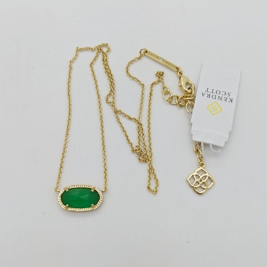 New Kendra Scott Elisa Gold Necklace in Jade Green