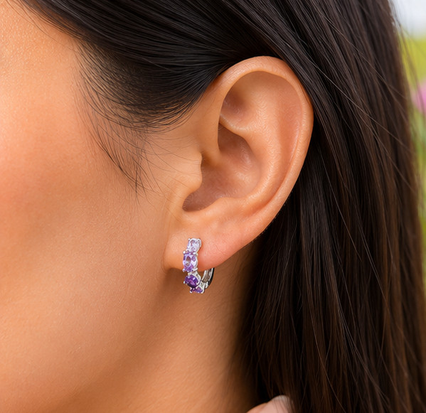 2Ct Pear Cut Simulated Amethyst Engagement Hoop Earrings 14K White Gold Plated