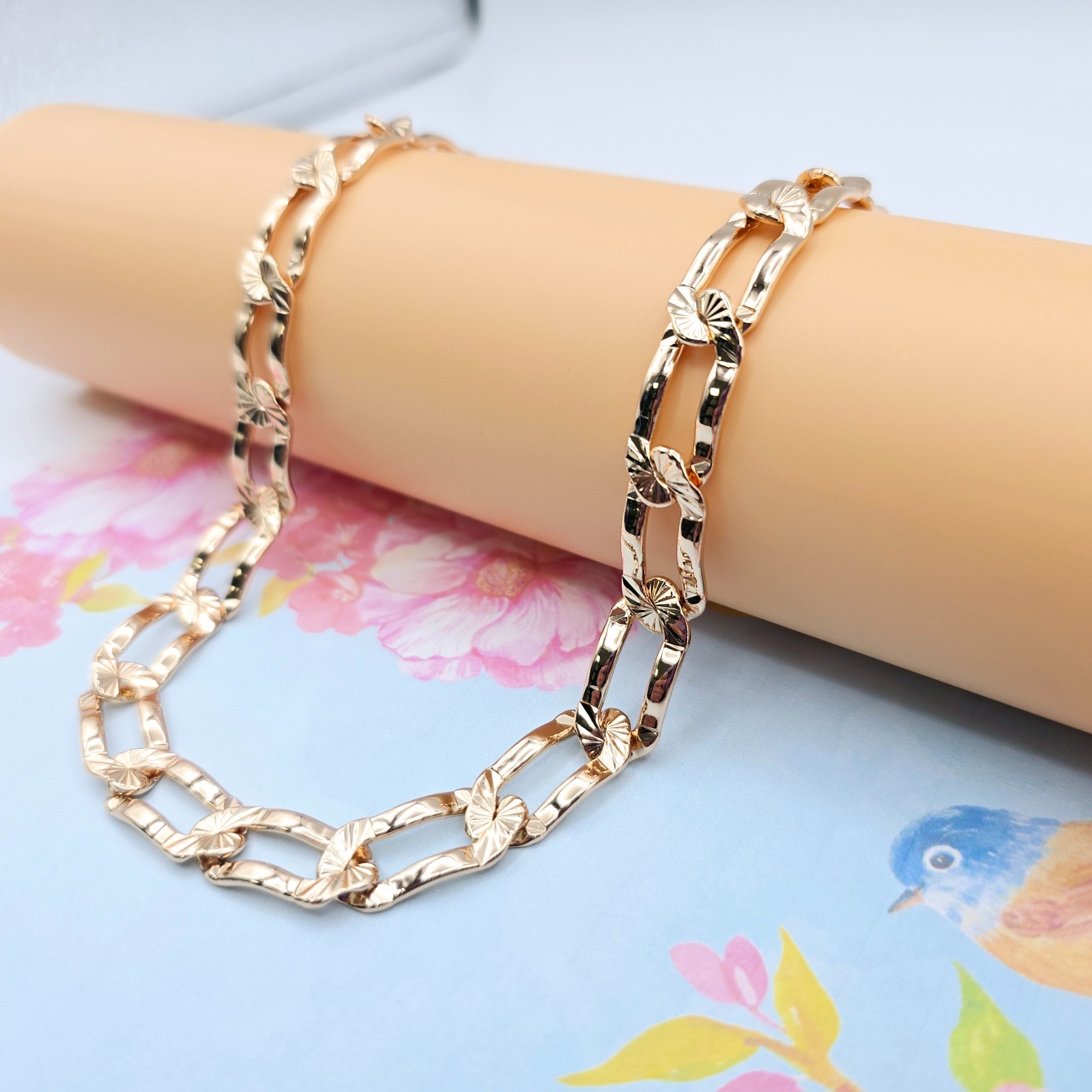 Chunky Link Necklace in High Shine Finish – 19.7 Inch, XPNL0071 Rose Gold