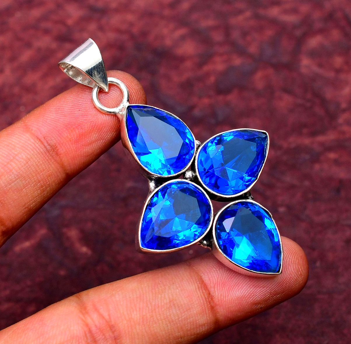 Tanzanite Gemstone 925 sterling silver Handmade Cross Pendant jewelry 2.28″