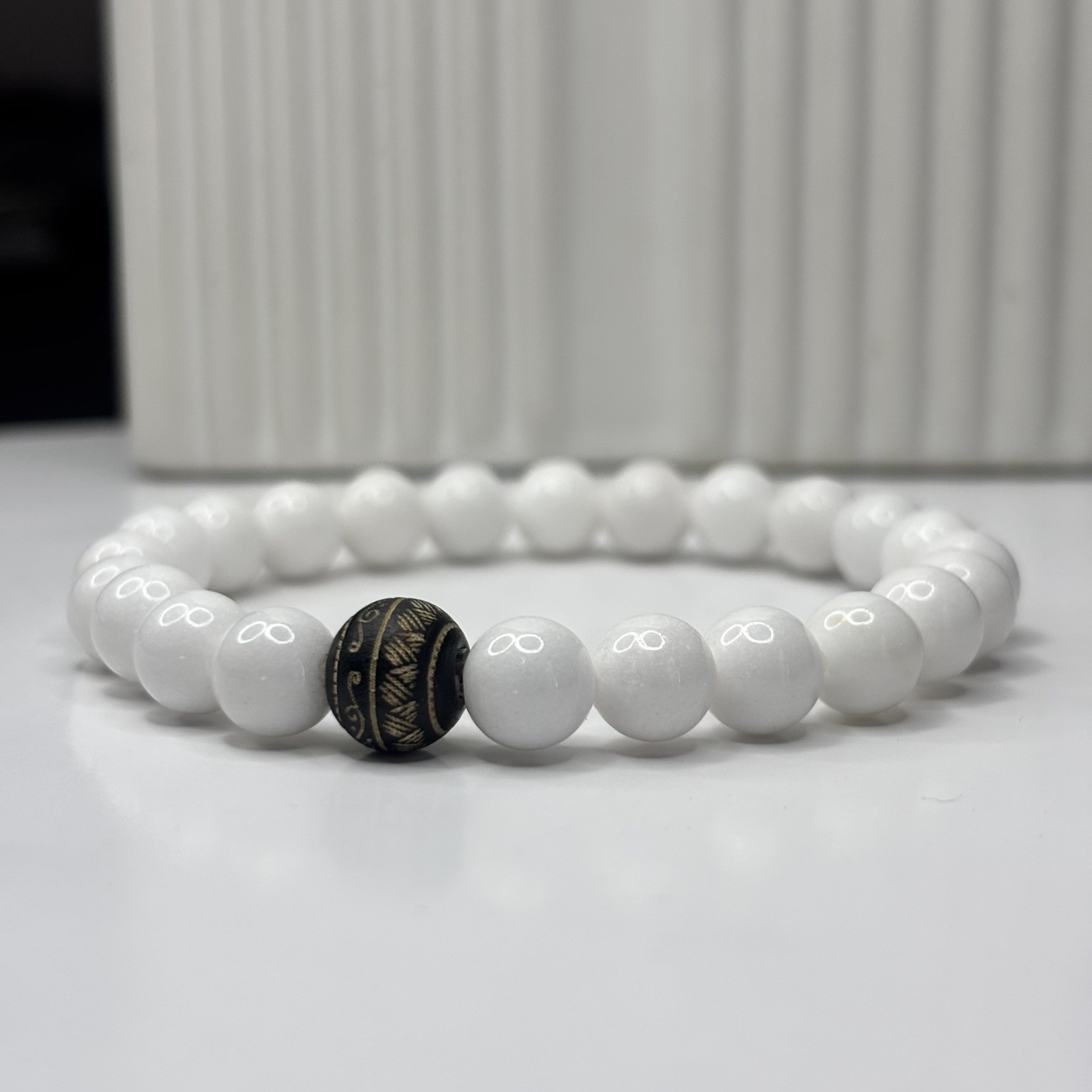 Handmade Natural Gemstone Bracelets Black Onyx Jade White Green Stone Jewel Gift