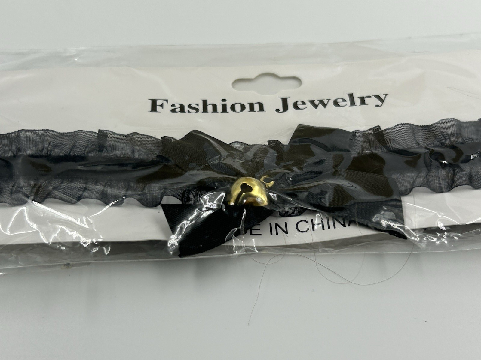 Choker Necklace Womens Black Ruffle Sheer Lace Bell Embellishment