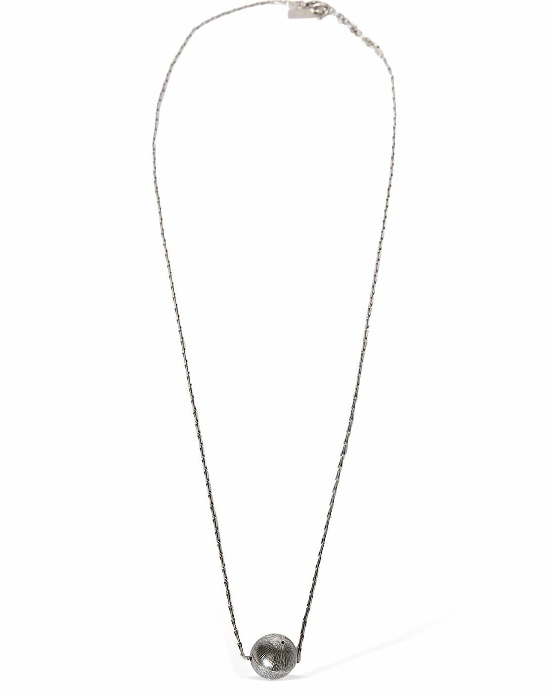 NIB Saint Laurent YSL Spherical Ball Pendant Silver Brass Chain Necklace $695